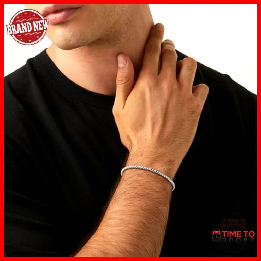 Pure Titanium Box Chain Bracelet 3mm 7.87 Inch Unisex Fashion Jewelry